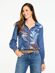 BUTTON FRONT SOFT SHIRT - INTRICATE JACOBEAN | Talbots sale
