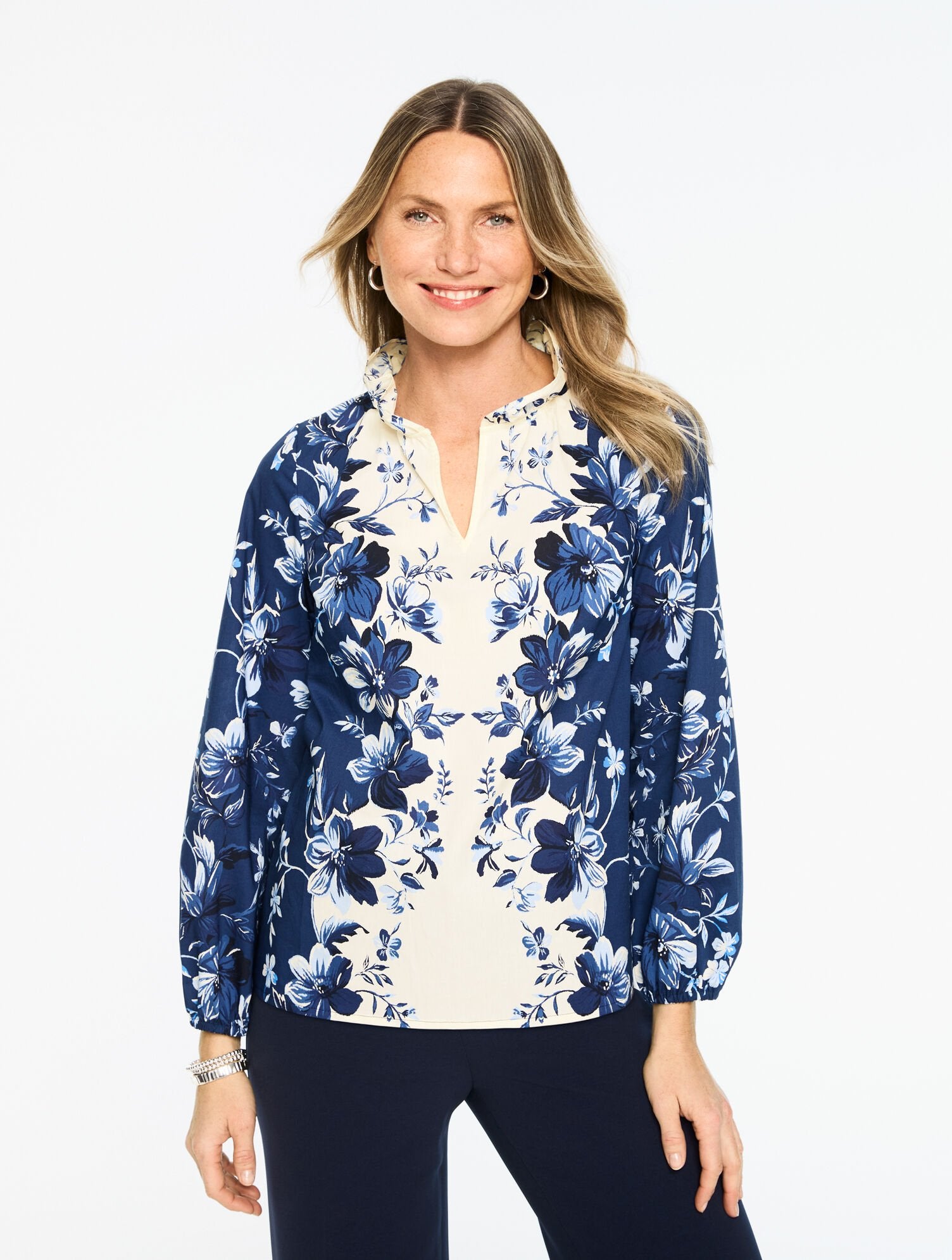 EXQUISITE BLOOMS POPLIN TOP | Talbots discount