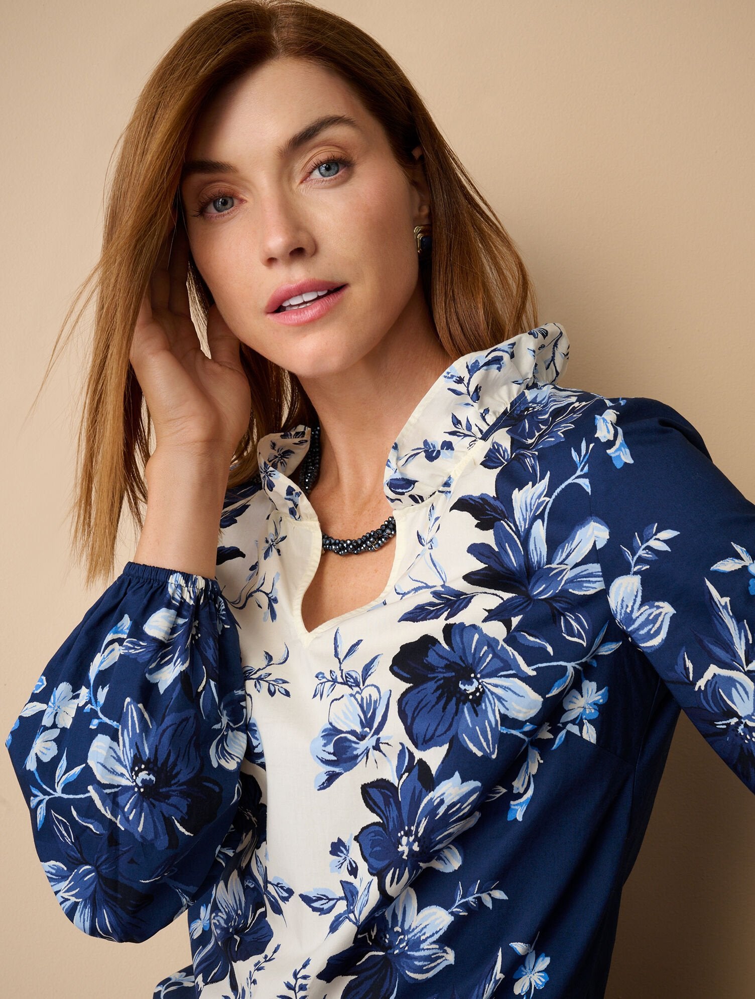 EXQUISITE BLOOMS POPLIN TOP | Talbots discount