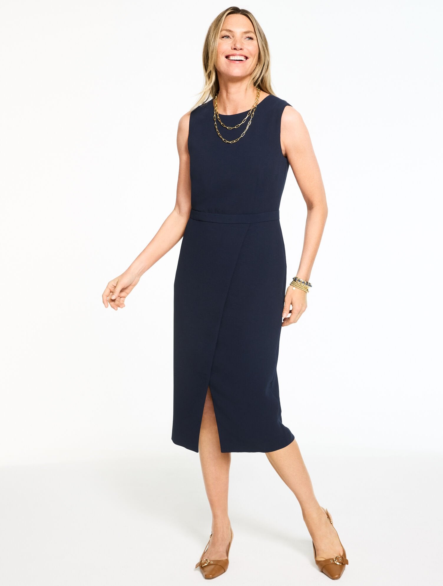 POLISHED CREPE SHEATH DRESS | Talbots on sale