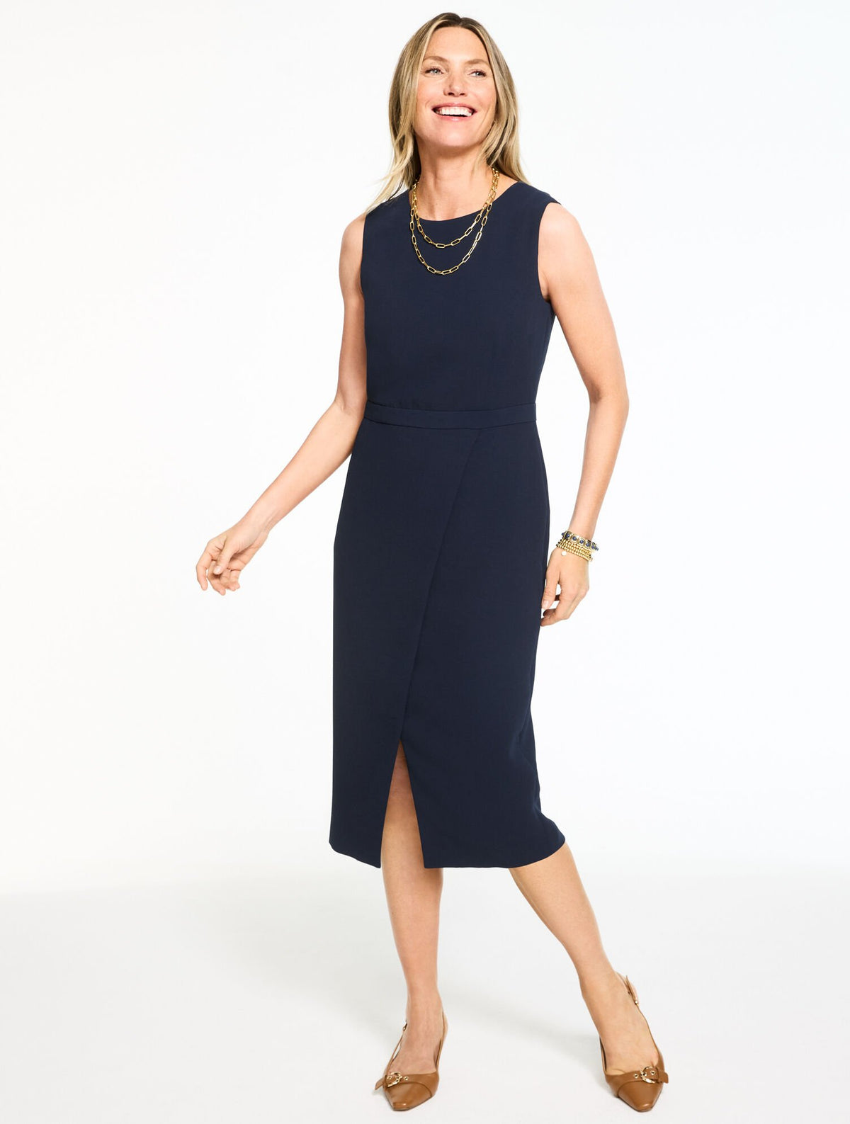 POLISHED CREPE SHEATH DRESS | Talbots on sale