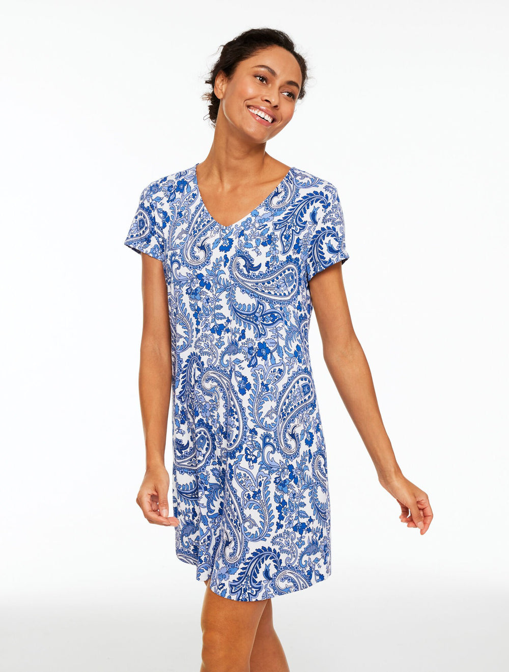 TALBOTS X SOMA COOL NIGHTS SHORT SLEEVE SLEEPSHIRT - ALLYAH PAISLEY | Talbots sale