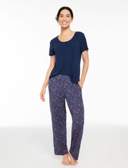 TALBOTS X SOMA COOL NIGHTS SHORT SLEEVE TEE & PANT PAJAMA SET - DITSY FLOWERS | Talbots US