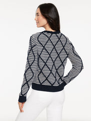 DIAMOND CABLE V-NECK PULLOVER - STRIPE | Talbots online
