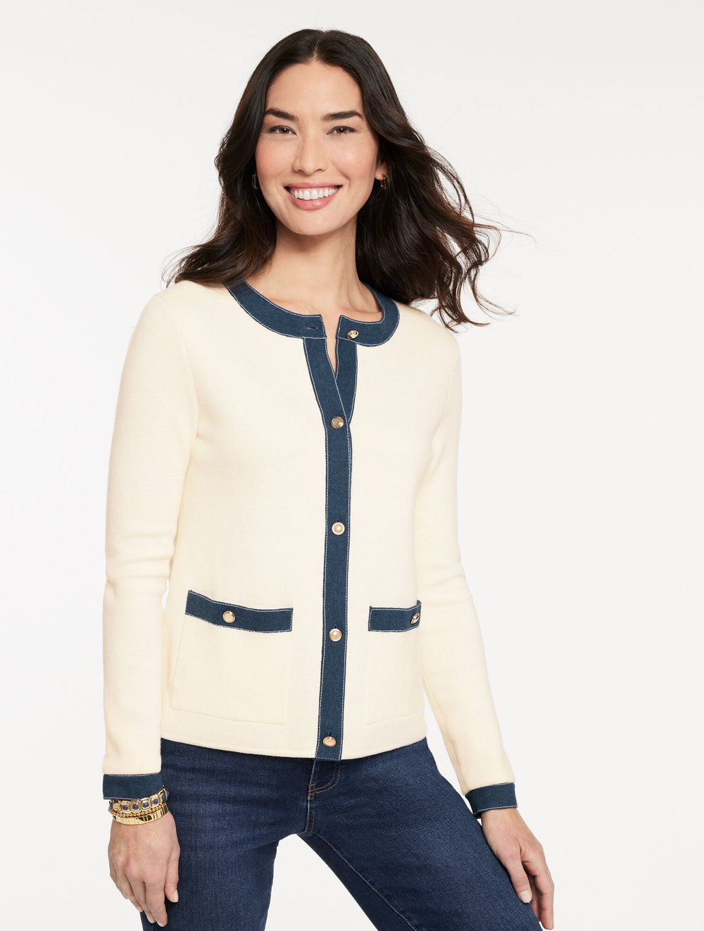 DENIM TRIM CARDIGAN | Talbots near me