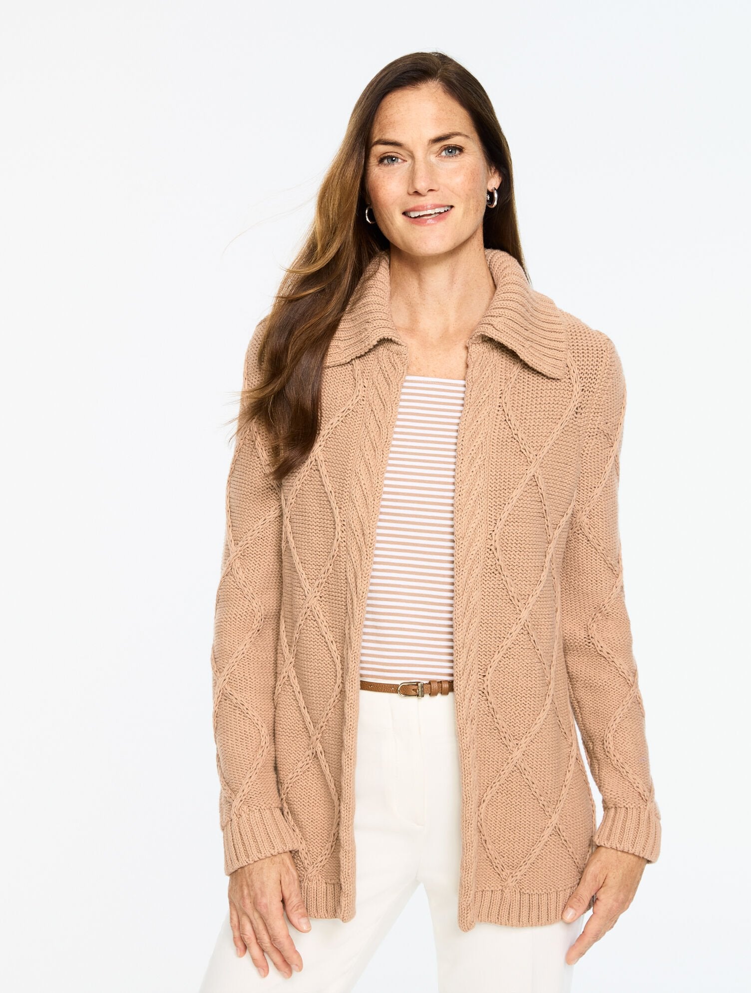 DIAMOND CABLE CARDIGAN | Talbots on sale