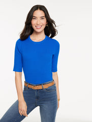 ELBOW SLEEVE RIBBED CREWNECK SWEATER | Talbots for sale