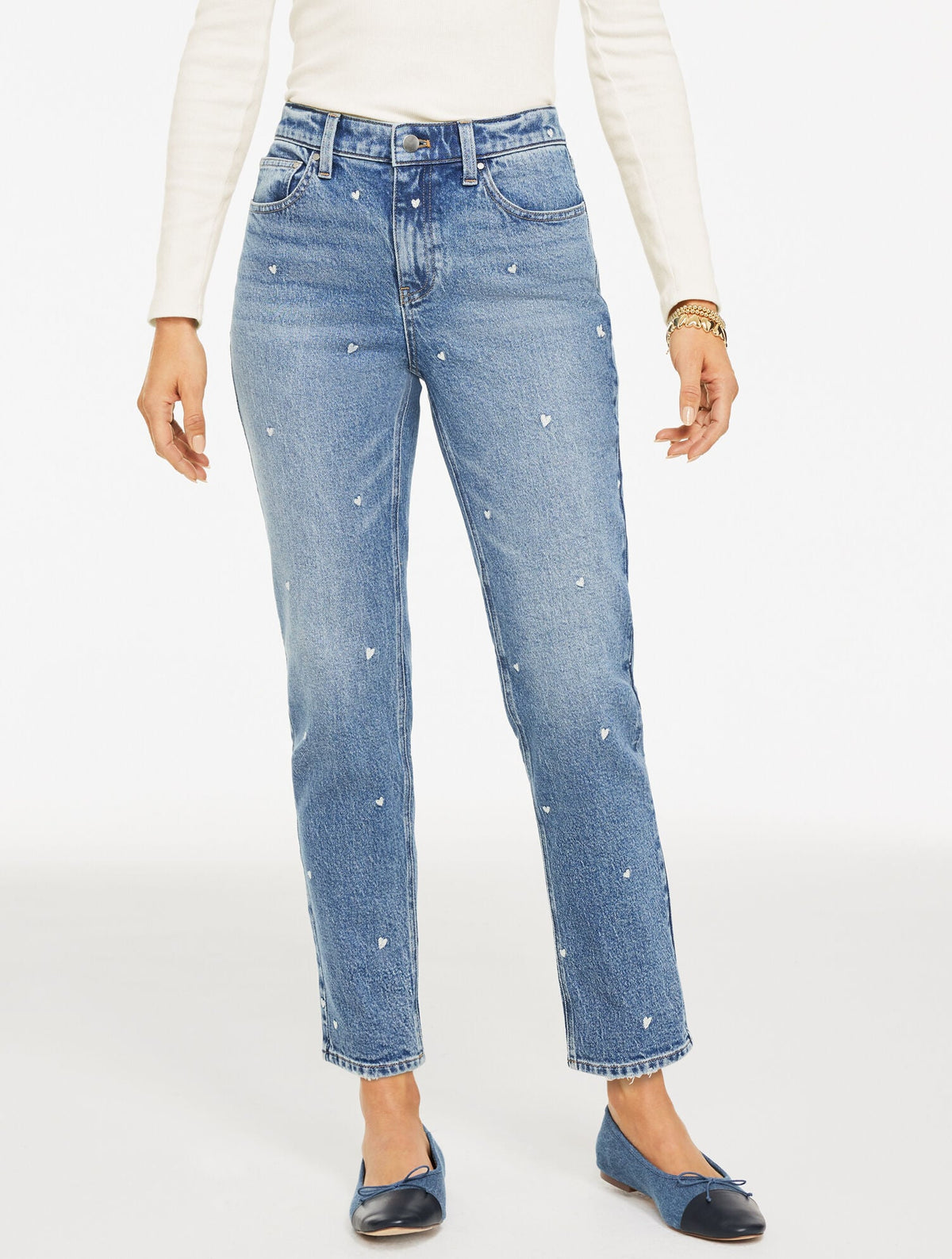 SLIM STRAIGHT ANKLE JEANS - TOSSED HEARTS | Talbots US