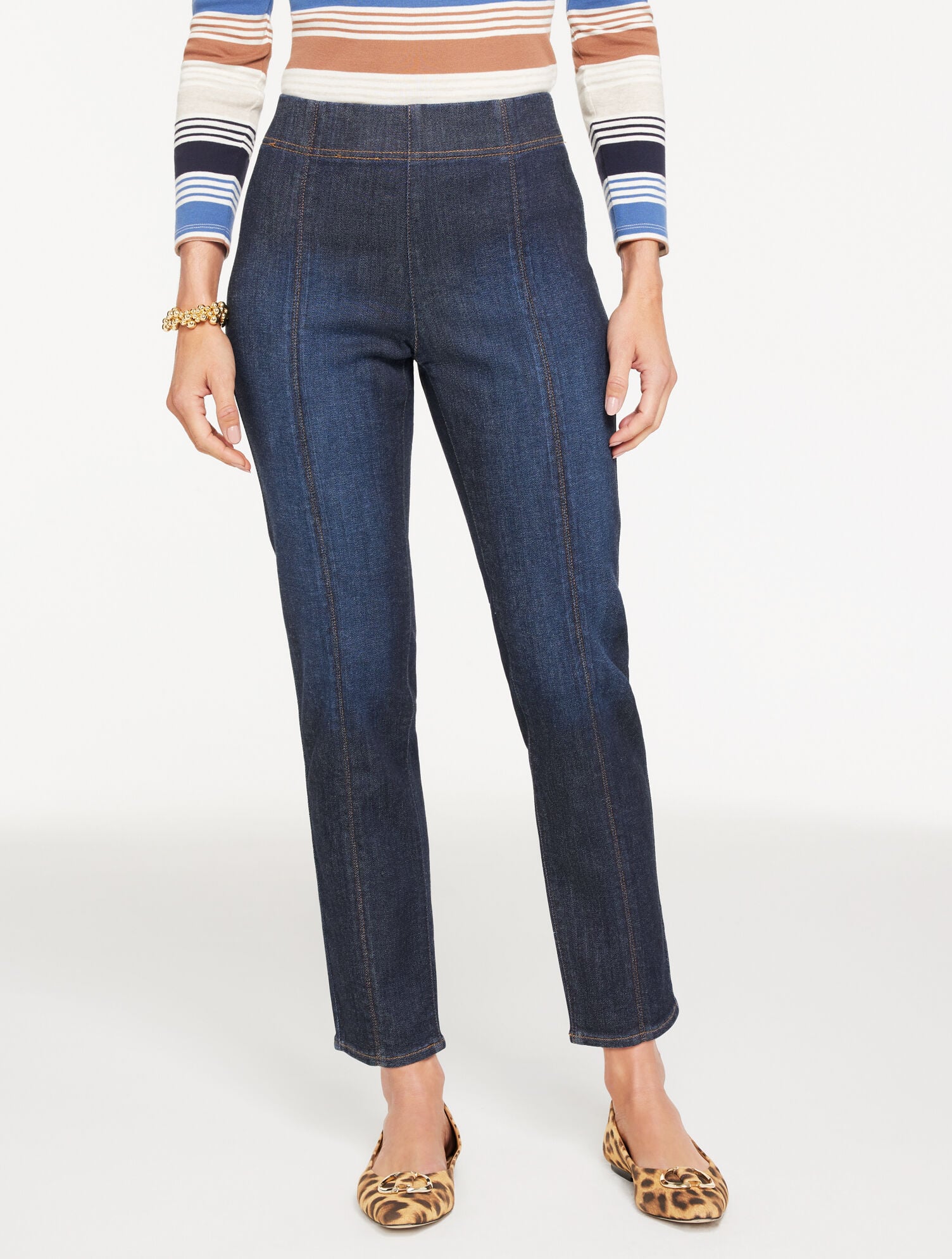 SLIM ANKLE PULL-ON TRAVEL JEANS - ASBURY WASH | Talbots outlet