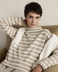 ORGANIC COTTON FUNNEL NECK STRIPED PULLOVER | Talbots on sale