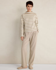 ORGANIC COTTON FUNNEL NECK STRIPED PULLOVER | Talbots sale