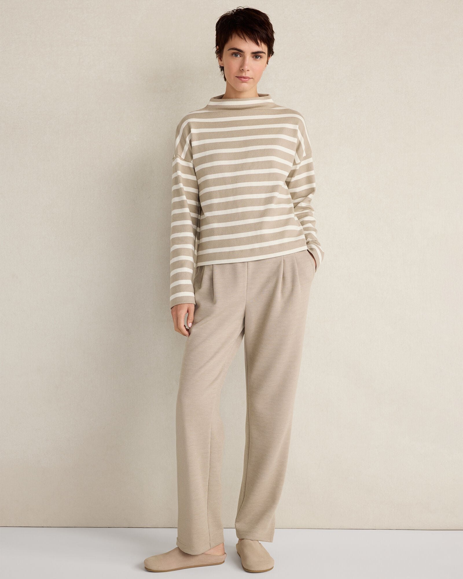ORGANIC COTTON FUNNEL NECK STRIPED PULLOVER | Talbots outlet