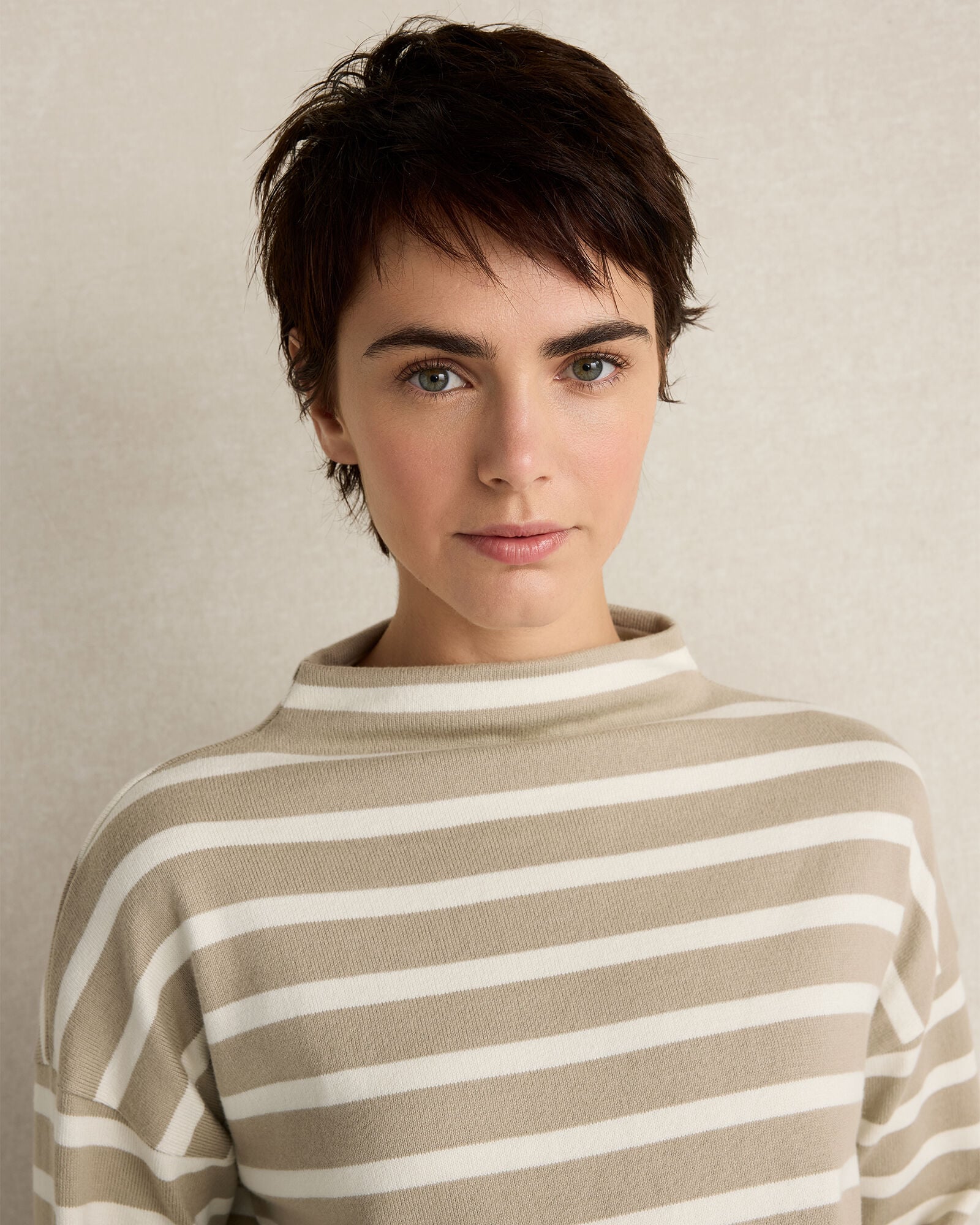 ORGANIC COTTON FUNNEL NECK STRIPED PULLOVER | Talbots on sale