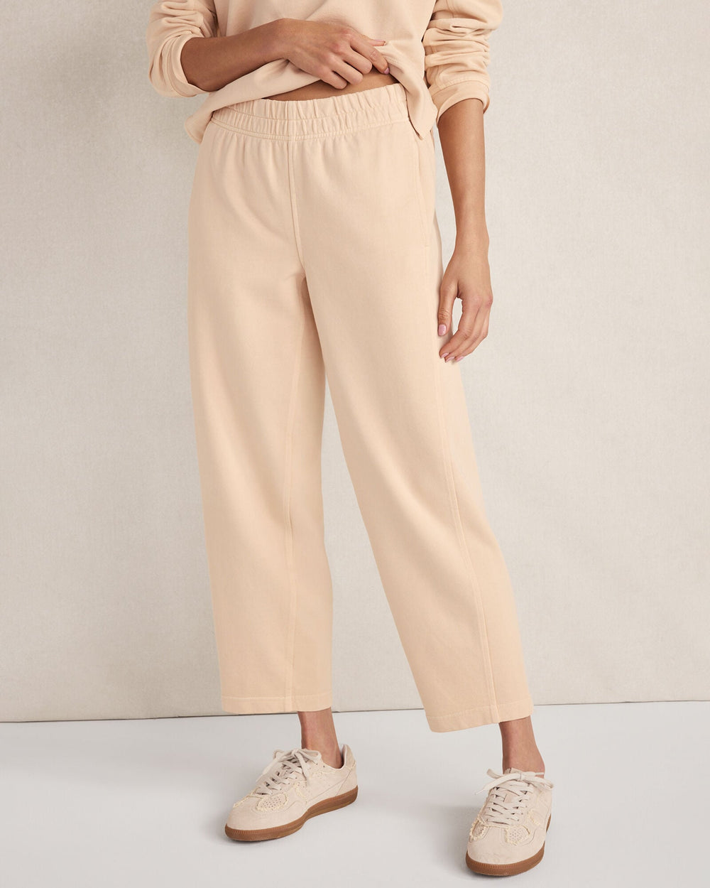 ORGANIC COTTON TERRY BARREL LEG PANTS | Talbots discount