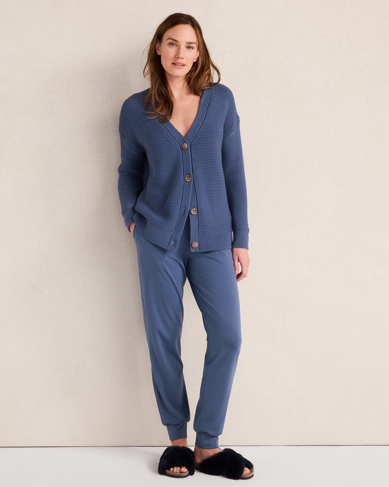 ORGANIC COTTON LINK STITCH CARDIGAN | Talbots US