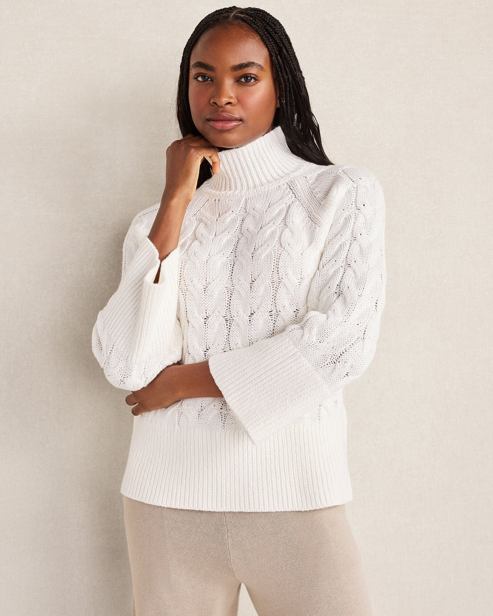 ORGANIC COTTON MOCK NECK SWEATER | Talbots on sale