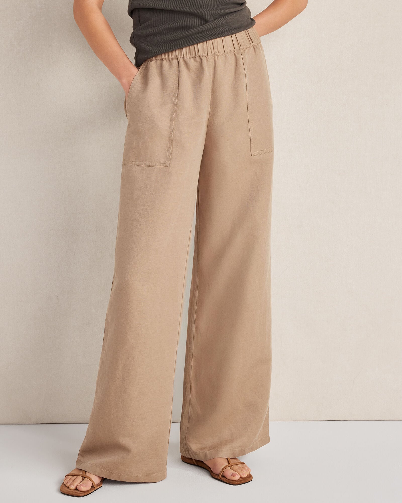 LINEN BLEND DOBBY WIDE LEG PANTS | Talbots near me