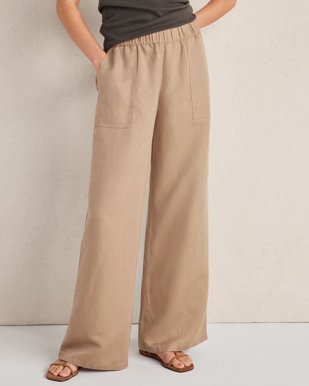 LINEN BLEND DOBBY WIDE LEG PANTS | Talbots near me