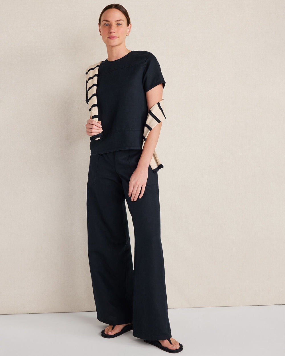 LINEN BLEND DOBBY WIDE LEG PANTS | Talbots near me