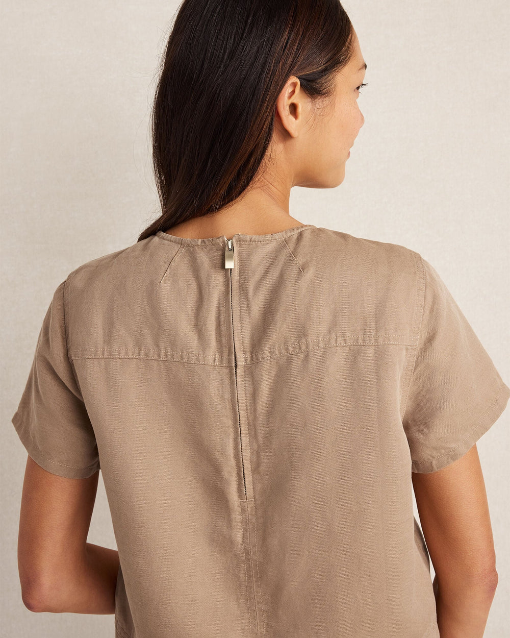 LINEN BLEND DOBBY SHORT SLEEVE TOP | Talbots sale