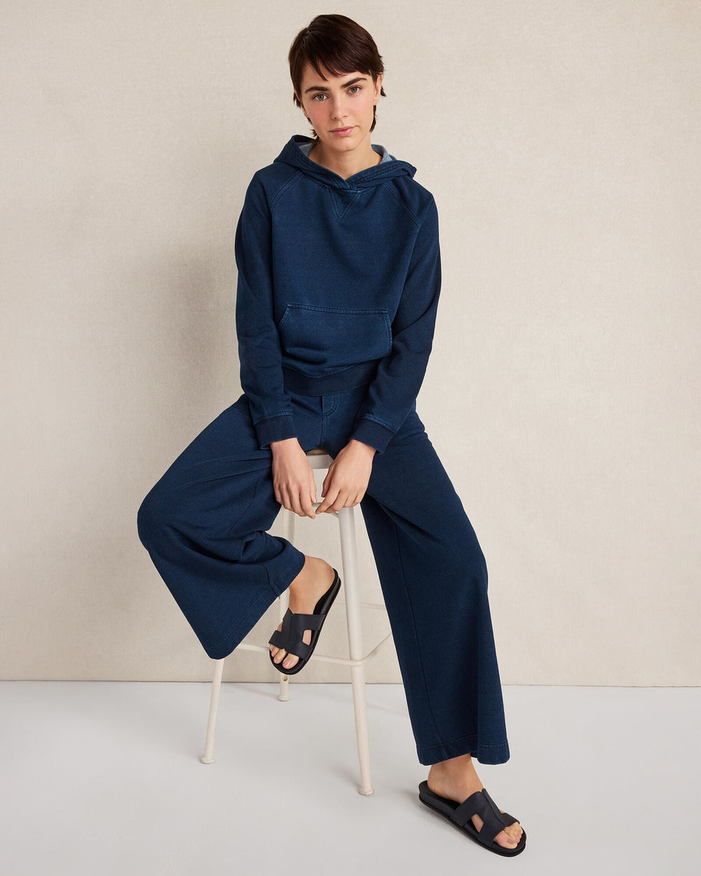 INDIGO COTTON TERRY HOODIE | Talbots on sale