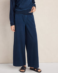 INDIGO COTTON TERRY WIDE LEG PANTS | Talbots for sale