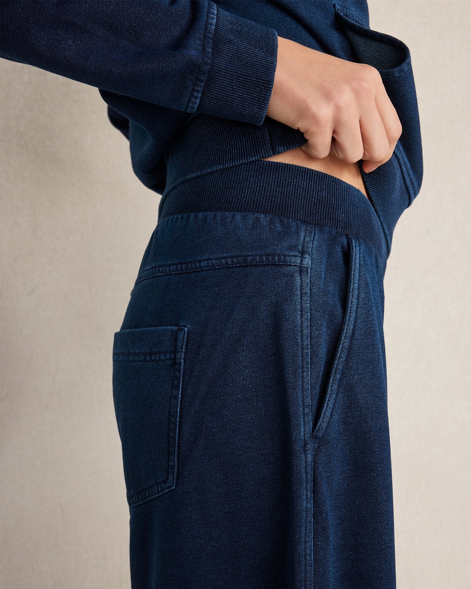 INDIGO COTTON TERRY WIDE LEG PANTS | Talbots for sale