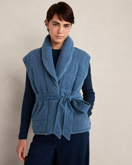 INDIGO COTTON TERRY QUILTED VEST | Talbots outlet