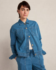 ORGANIC COTTON DENIM BOXY JACKET | Talbots discount