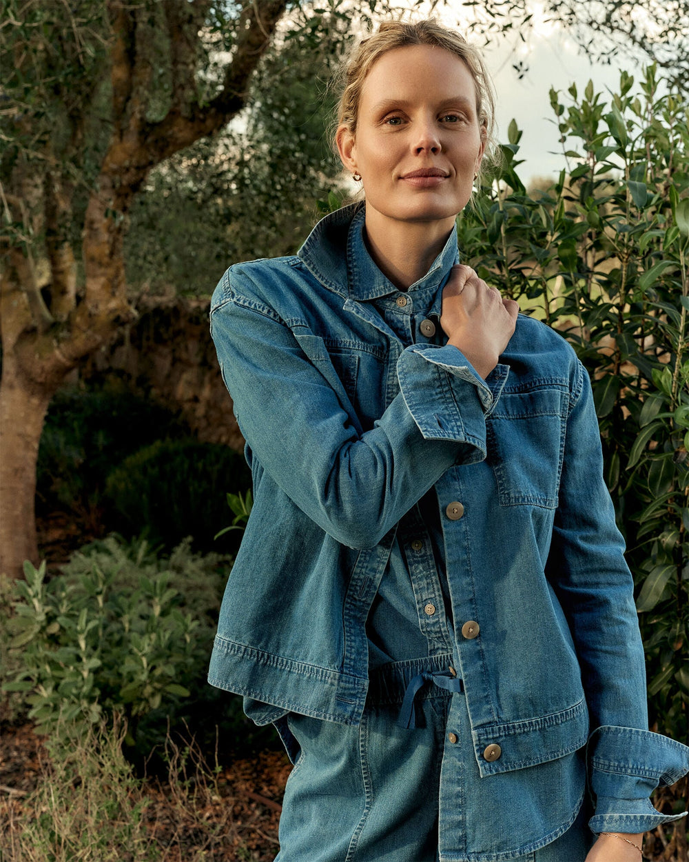 ORGANIC COTTON DENIM BOXY JACKET | Talbots discount