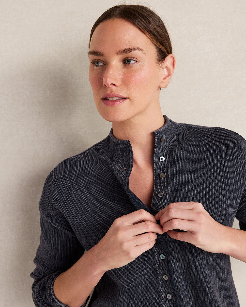 ORGANIC COTTON ROLL NECK CARDIGAN | Talbots sale