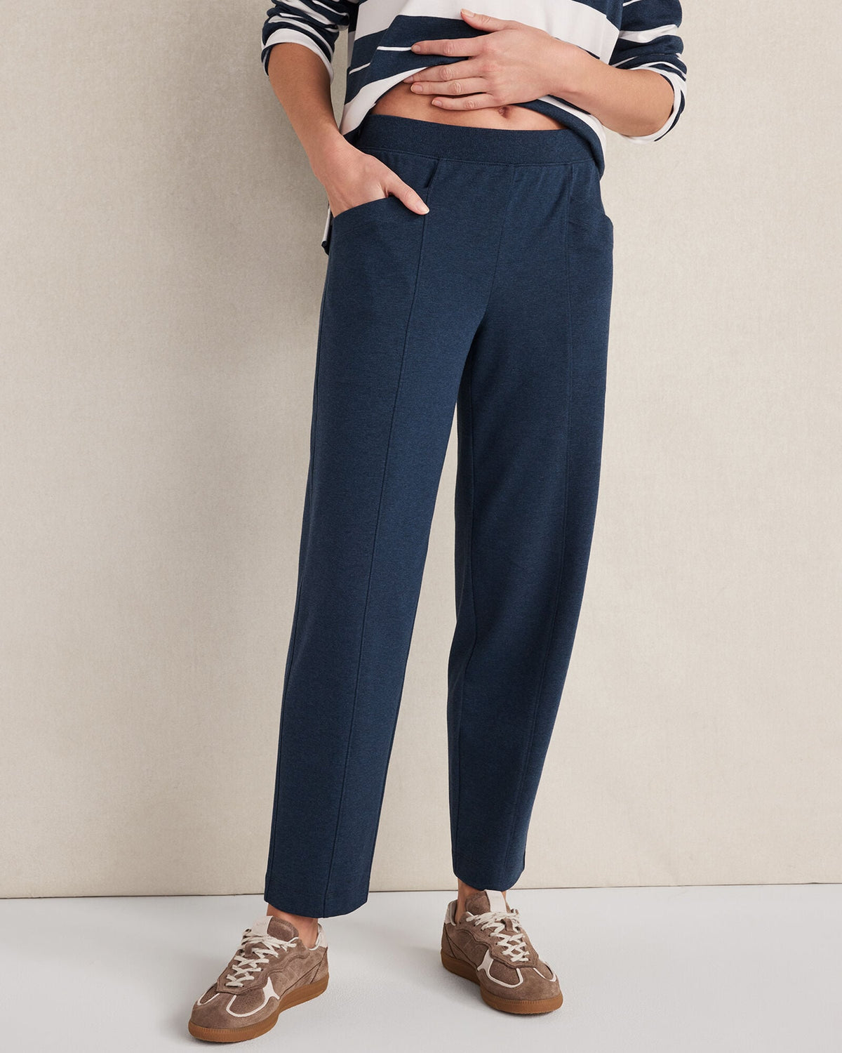 ORGANIC COTTON INTERLOCK BARREL LEG PANTS | Talbots for sale