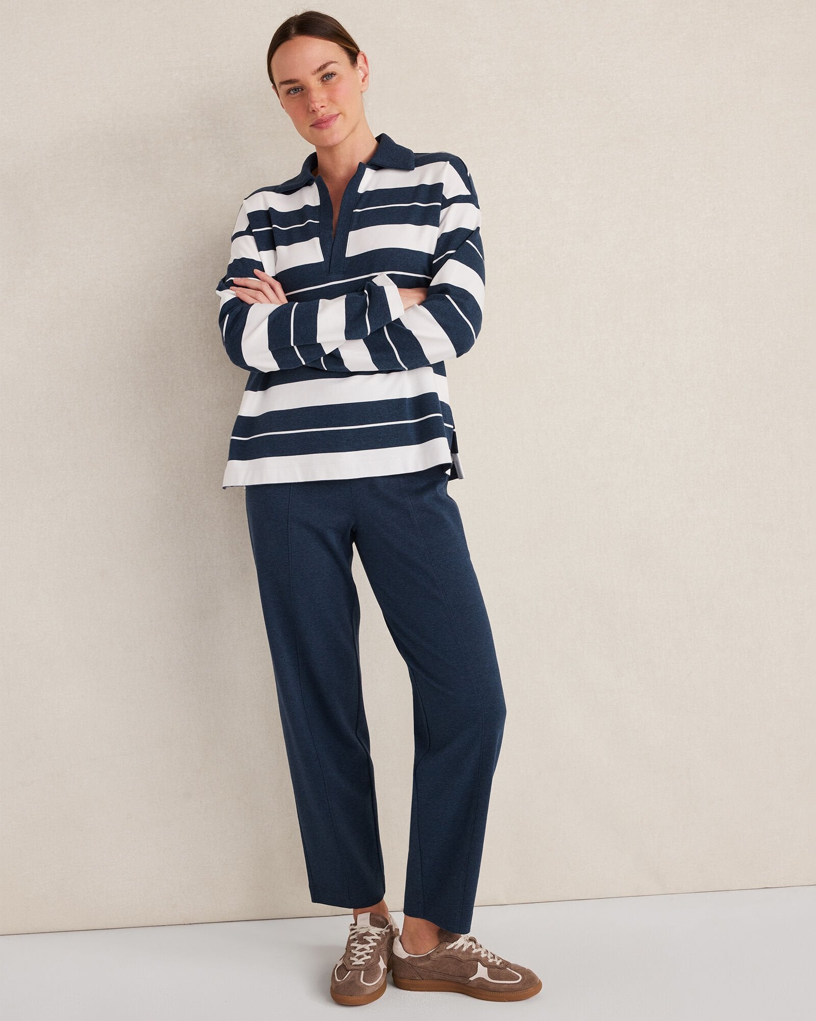 ORGANIC COTTON INTERLOCK BARREL LEG PANTS | Talbots on sale