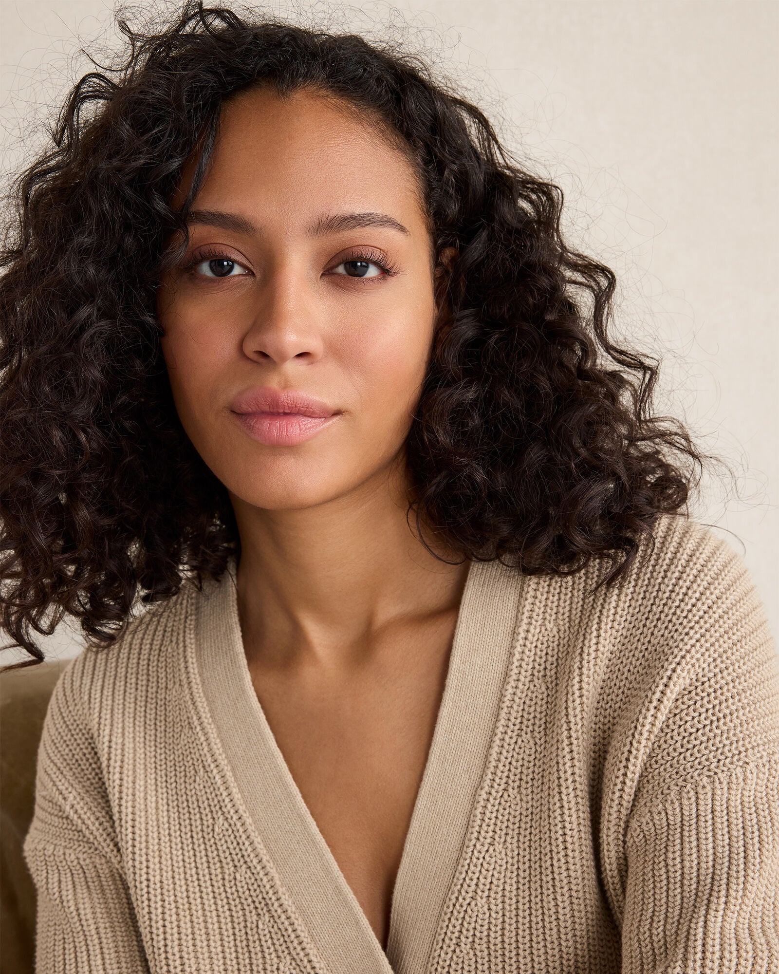 ORGANIC COTTON SHAKER STITCH HEATHERED CARDIGAN | Talbots US