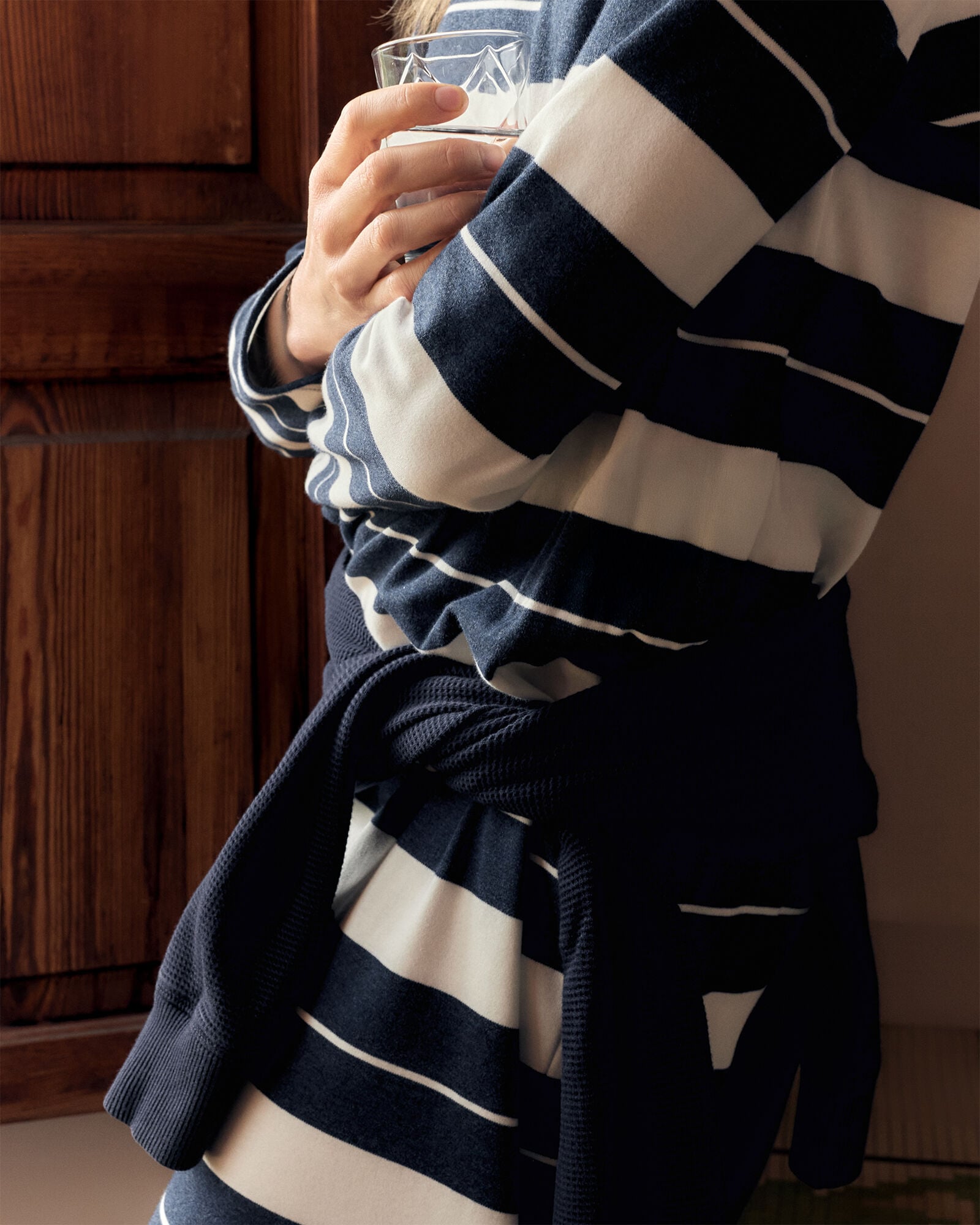 ORGANIC COTTON INTERLOCK STRIPE MIDI DRESS | Talbots sale