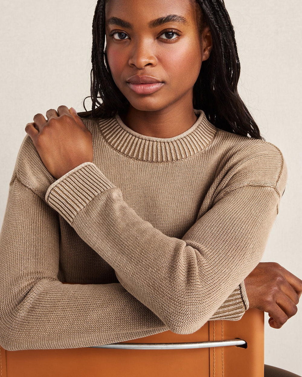 GARMENT-DYED ORGANIC COTTON ROLL NECK SWEATER | Talbots US