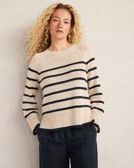ORGANIC COTTON LINEN STRIPE CREWNECK | Talbots US