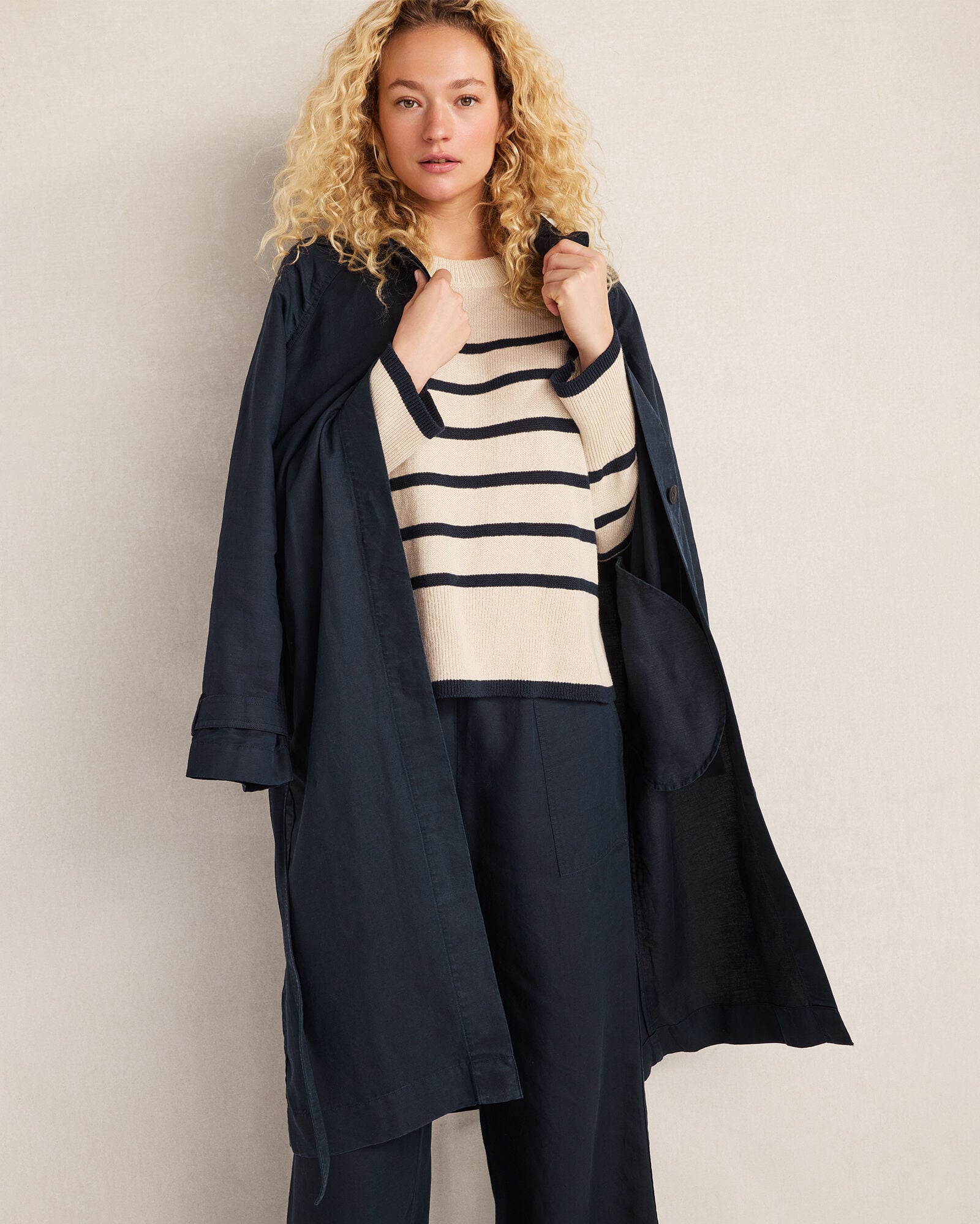 ORGANIC COTTON LINEN STRIPE CREWNECK | Talbots sale