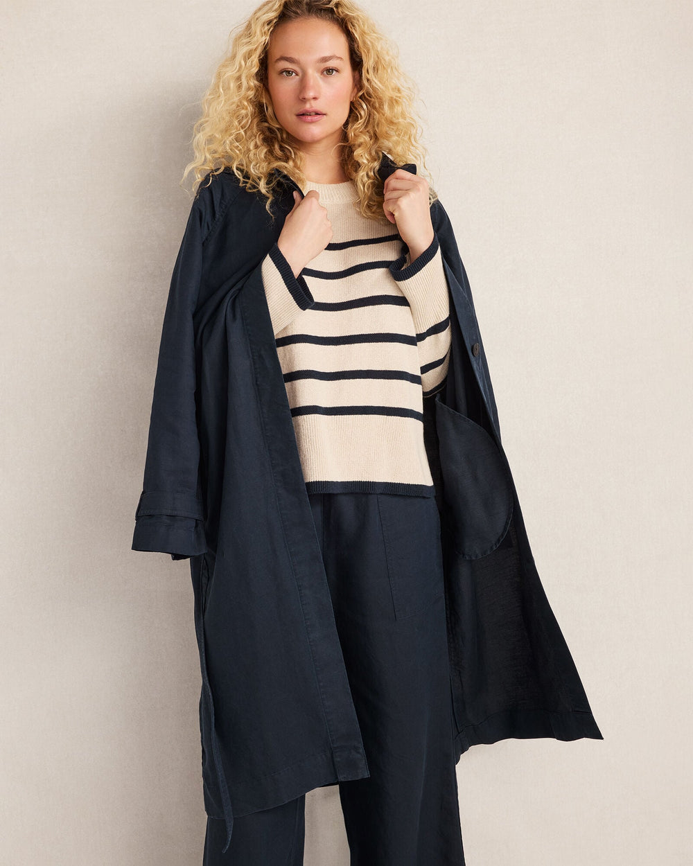 ORGANIC COTTON LINEN STRIPE CREWNECK | Talbots online