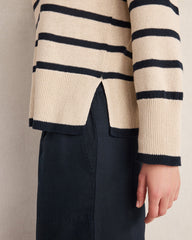 ORGANIC COTTON LINEN STRIPE CREWNECK | Talbots online