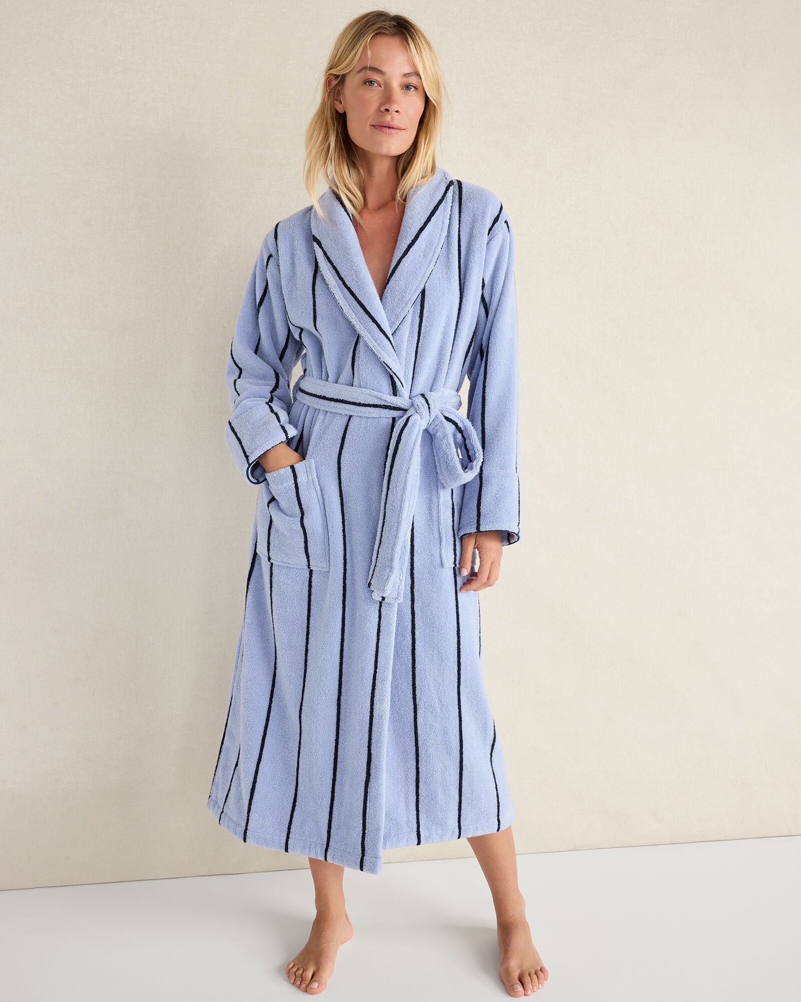 PLUSH TERRY STRIPED ROBE | Talbots outlet
