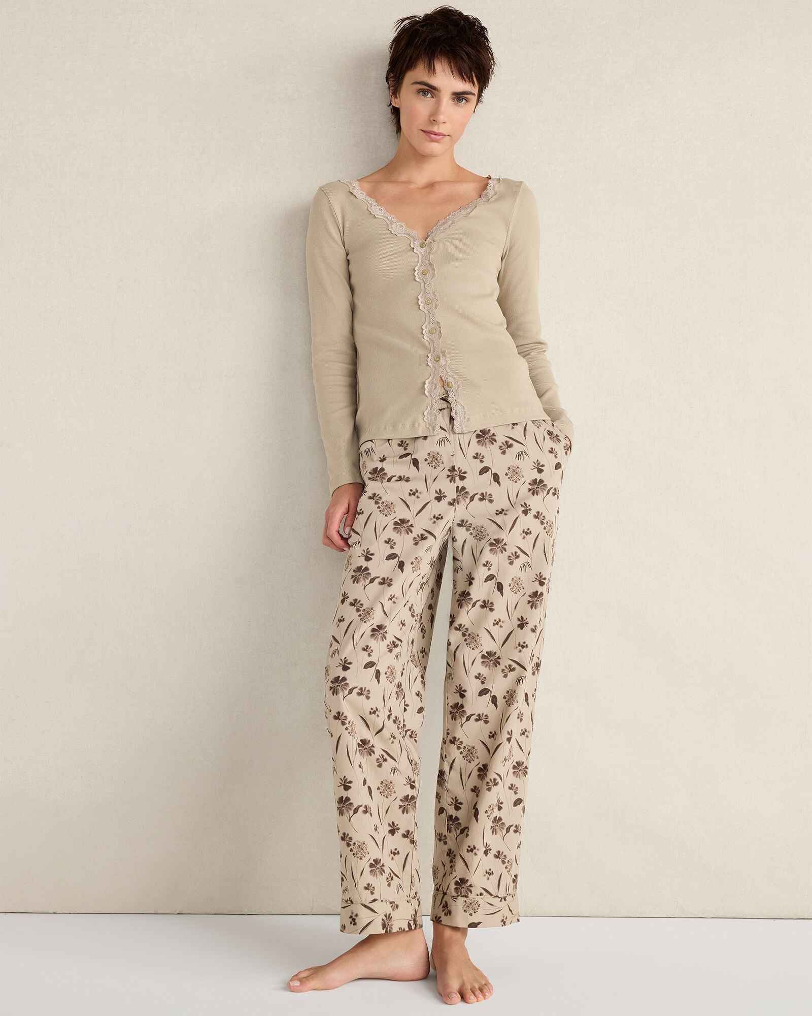 ORGANIC COTTON RIB KNIT LACE CARDIGAN | Talbots for sale