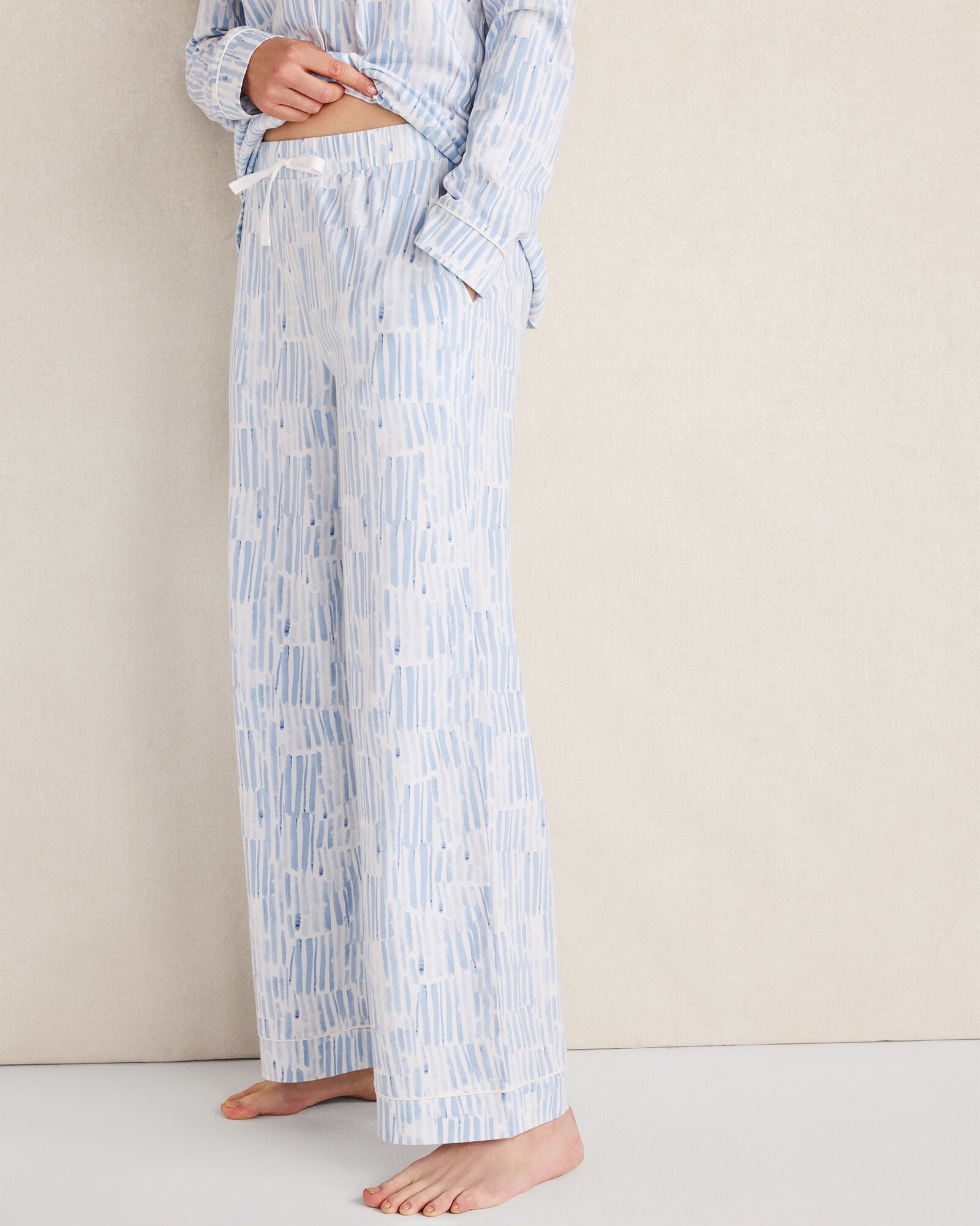 ORGANIC COTTON JERSEY WATERCOLOR WAVE PAJAMA PANTS | Talbots for sale
