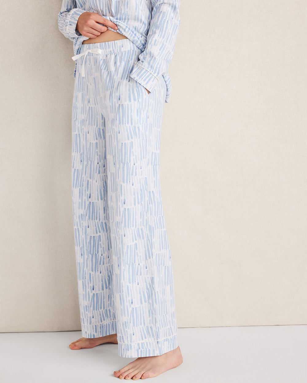 ORGANIC COTTON JERSEY WATERCOLOR WAVE PAJAMA PANTS | Talbots for sale